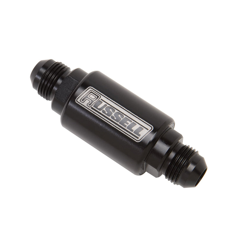 3" Length, 6AN Male Inlet/Outlet Fuel Filters With Black Finish RUSSELL Autoparts