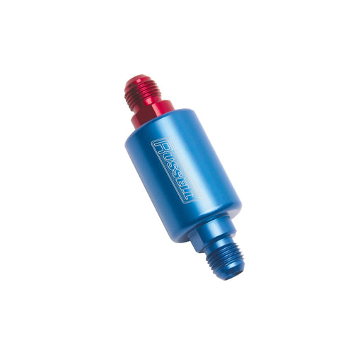 3" Length, 6AN Male Inlet/Outlet Fuel Filters With Red/Blue Finish RUSSELL Autoparts