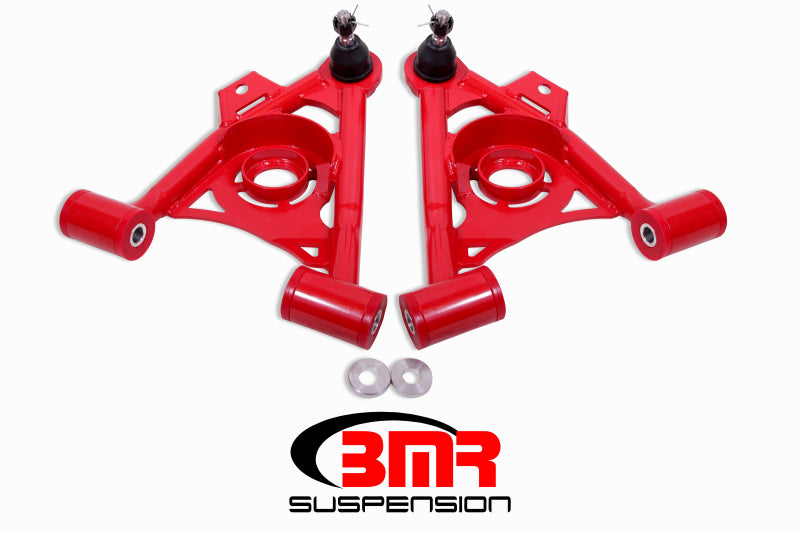 BMR 79-93 Fox Mustang Non-Adj Lower A-Arms Standard Ball Joint Spring Pocket - Red BMR Suspension Control Arms