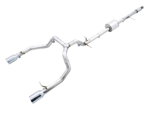 AWE Tuning 4th Gen GM 1500 5.3L 0FG Catback Split Rear Exit (Flat Bumper) - Quad Chrome Tips 3015-32205 AWE TUNING EXHAUST