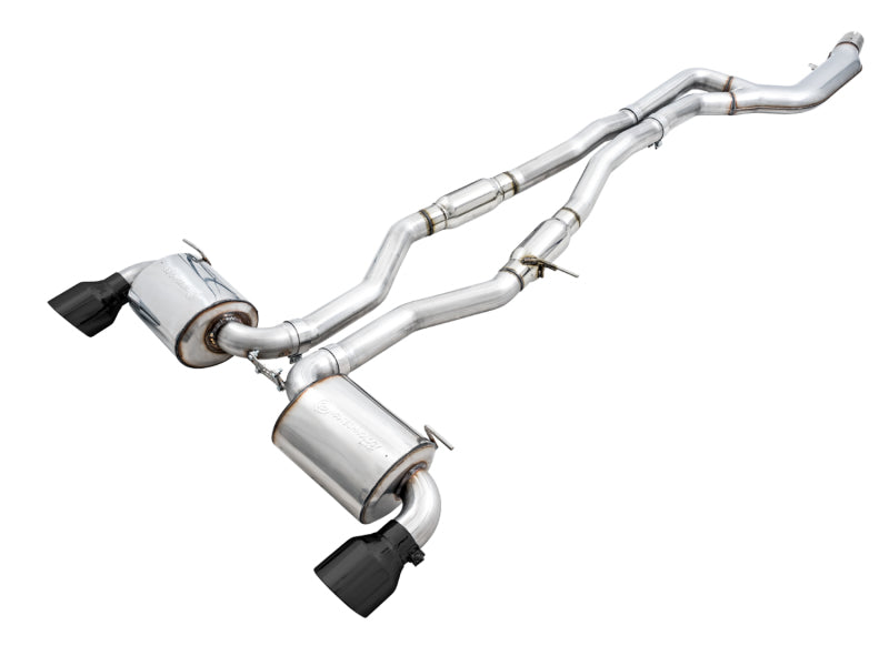 AWE 2020 Toyota Supra A90 Resonated Touring Edition Exhaust - 5in Diamond Black Tips 3015-33132