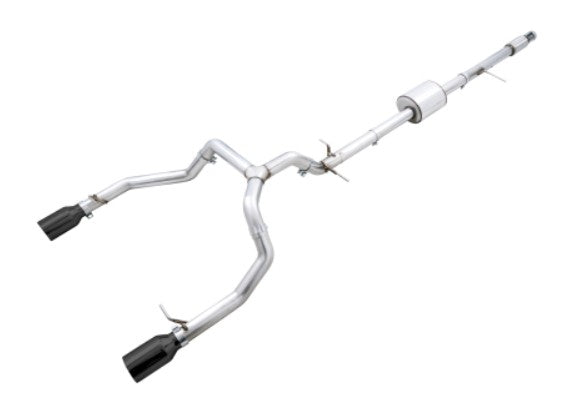 AWE Tuning 4th Gen GM 1500 5.3L 0FG Catback Split Rear Exit (Flat Bumper) - Quad Diamond Tips 3015-33206 - DSP PERFORMANCE MOTORSPORTS