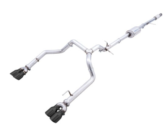 AWE Tuning 4th Gen GM 1500 5.3L 0FG Catback Split Rear Exit (w/ Bumper Cutouts) - Quad Diamond Tips 3015-43202 AWE TUNING EXHAUST