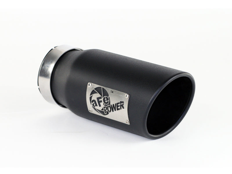 aFe Power Diesel Exhaust Tip Black- 4 in In x 5 out X 12 in Long Bolt On (Right) aFe Catback