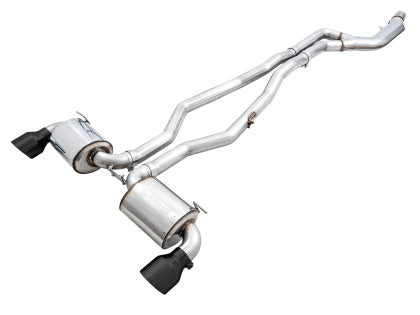 AWE 2020 Toyota Supra A90 Non-Resonated Touring Edition Exhaust - 5in Diamond Black Tips 3020-33072