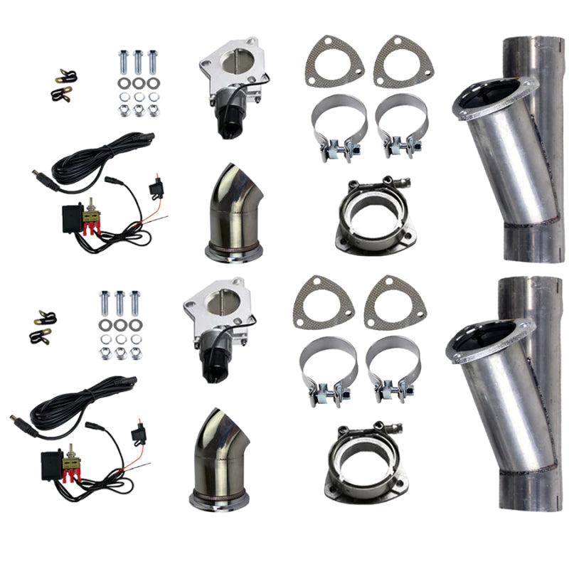 Granatelli 3.0in Alum Mild Steel Electronic Dual Slip Fit Exhaust Cutout w/Band Clamps Granatelli Motor Sports Exhaust Cutouts