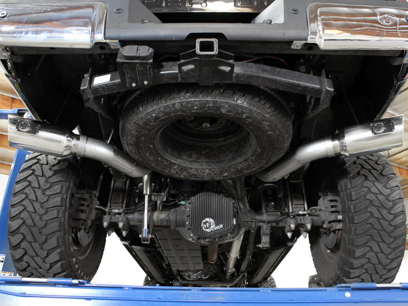 aFe Large Bore-HD 4in 409 Stainless Steel DPF-Back Exhaust w/Polished Tips 15-16 Ford Diesel Truck aFe DPF Back