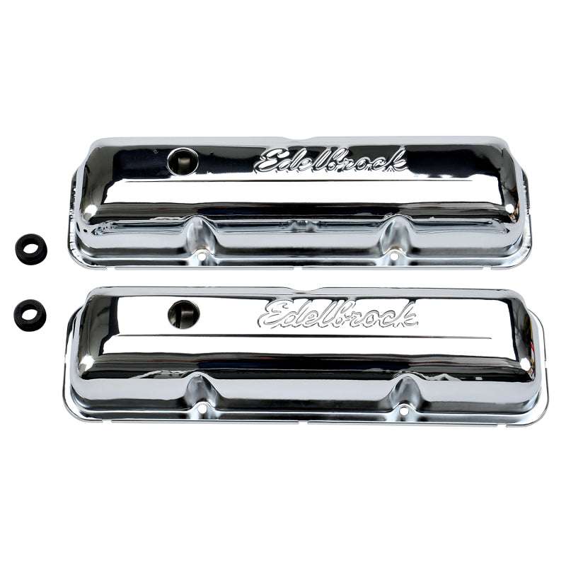Edelbrock Valve Cover Signature Series Ford 1958-1976 FE V8 Chrome Edelbrock Valve Covers