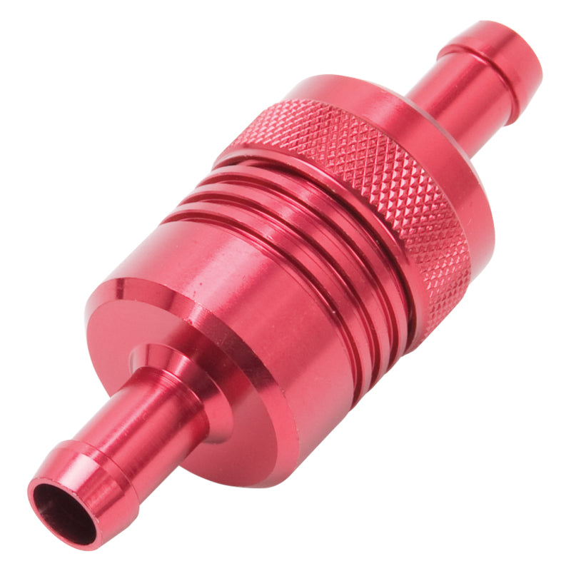 Edelbrock Fuel Filter Aluminum 3In X 01/ 1/8In 3/8In Inlet/Outlet Red Edelbrock Fuel Filters