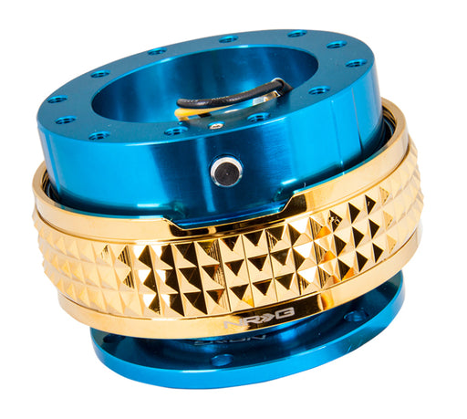NRG Quick Release Kit - Pyramid Edition - Blue Body / Chrome Gold Pyramid Ring NRG Quick Release Adapters