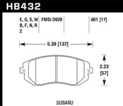 Hawk 2006 Saab 9-2X 2.5L 2.5i Front ER-1 Brake Pads Hawk Performance Brake Pads - Racing