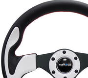 NRG Reinforced Steering Wheel (320mm) Blk w/White Trim & 4mm 3-Spoke NRG Steering Wheels