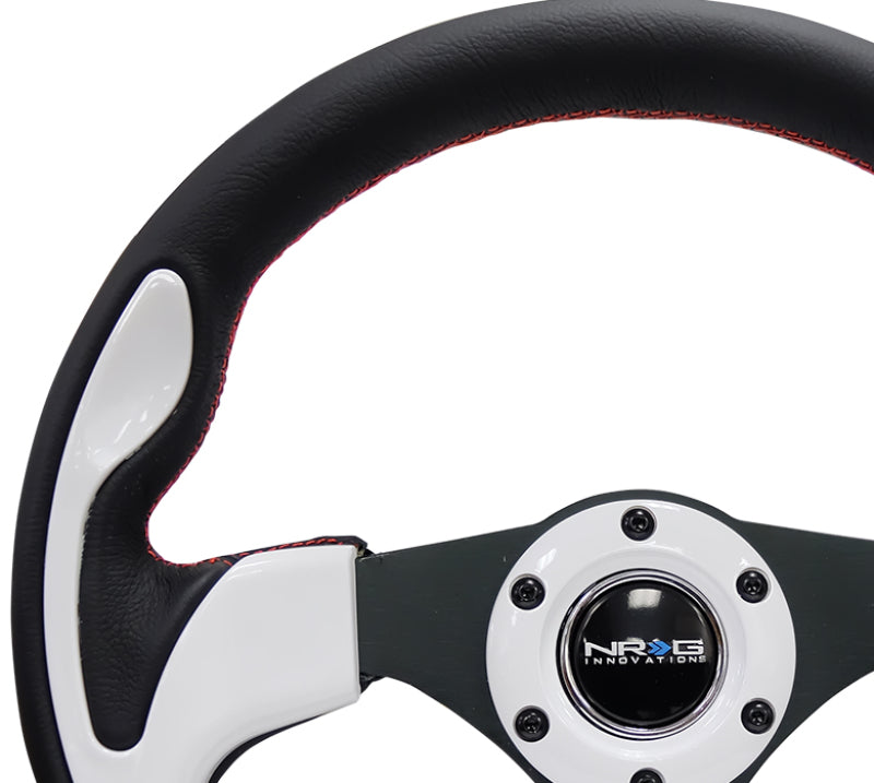 NRG Reinforced Steering Wheel (320mm) Blk w/White Trim & 4mm 3-Spoke NRG Steering Wheels