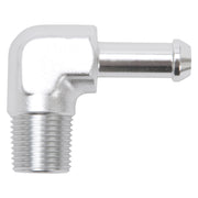 Edelbrock Hose End 90-Deg 3/8In NPT to 3/8In Barb Clear Anodize Edelbrock Fittings