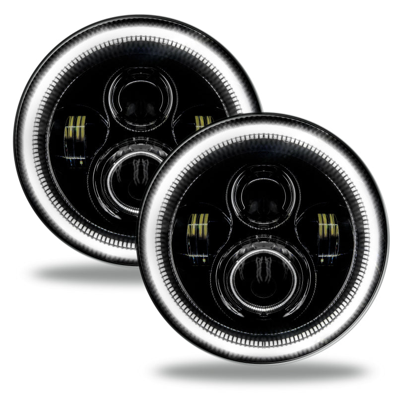 Oracle 7in High Powered LED Headlights - Black Bezel - White ORACLE Lighting Headlights