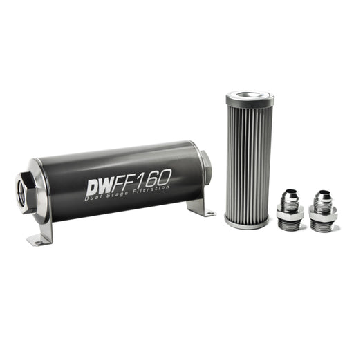 DeatschWerks Stainless Steel 8AN 10 Micron Universal Inline Fuel Filter Housing Kit (160mm) DeatschWerks Fuel Filters