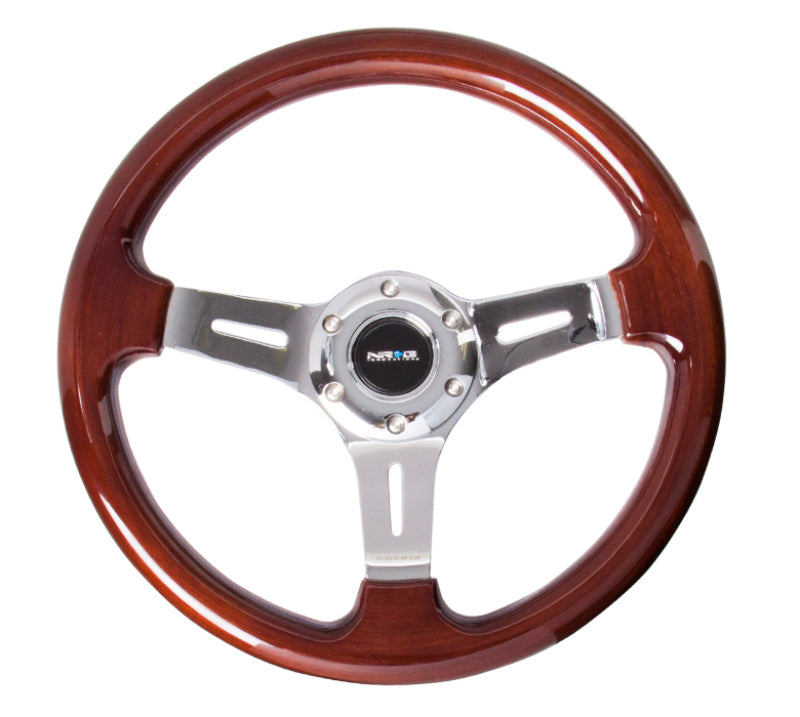 NRG Classic Wood Grain Steering Wheel (330mm) Wood Grain w/Chrome 3-Spoke Center NRG Steering Wheels