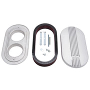 Edelbrock Air Cleaner Classic Series Oval Aluminum 17 5In X 9 35In X 4 45In Dual Carburetor Edelbrock Air Filters - Universal Fit