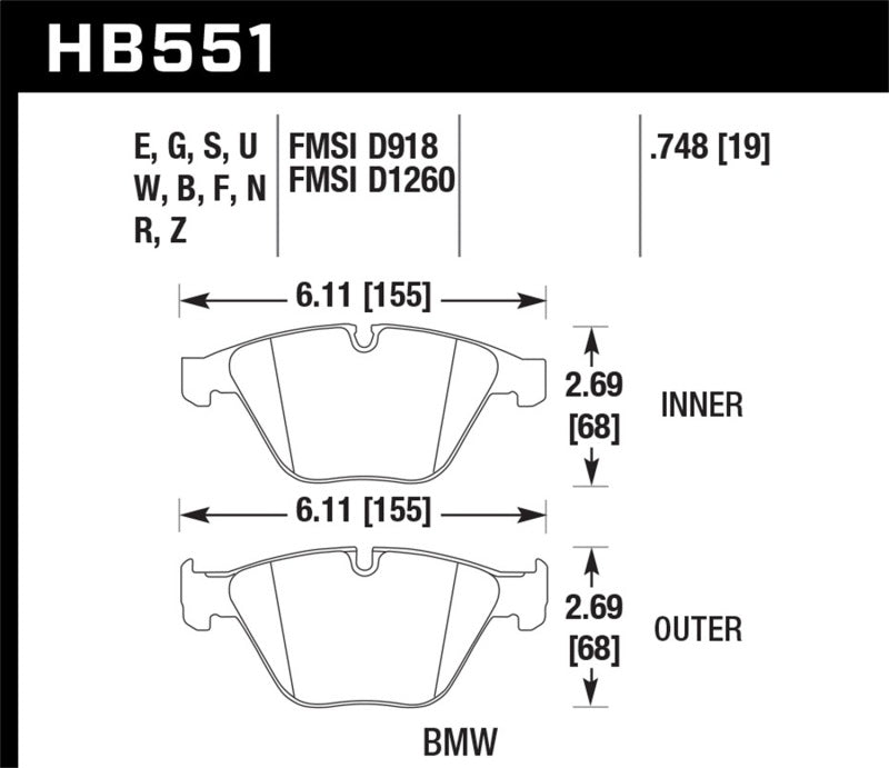 Hawk 2011 BMW 1 Series M 3.0L Base Front ER-1 Brake Pads Hawk Performance Brake Pads - Racing
