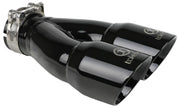 aFe Takeda 2.5in 304 Stainless Steel Clamp-on Exhaust Tip 2.5in Inlet 3in Dual Outlet - Black aFe Tips