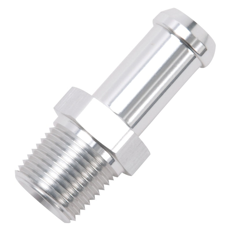 Edelbrock Hose End Straight 3/8In NPT to 1/2In Barb Clear Anodize Edelbrock Fittings