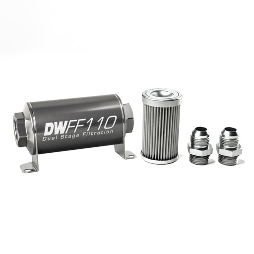 DeatschWerks Stainless Steel 10AN 10 Micron Universal Inline Fuel Filter Housing Kit (110mm) DeatschWerks Fuel Filters