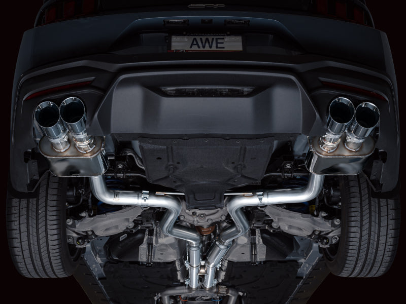 AWE 2024 Ford Mustang GT Fastback S650 RWD SwitchPath Cat-Back Exhaust w/ Quad Chrome Silver Tips AWE Tuning Catback