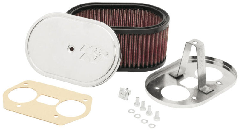 K&N Custom Oval Red Race Filter 7in L x 4-1/2in W 3-1/4in H K&N Engineering Carburetor Air Cleaners