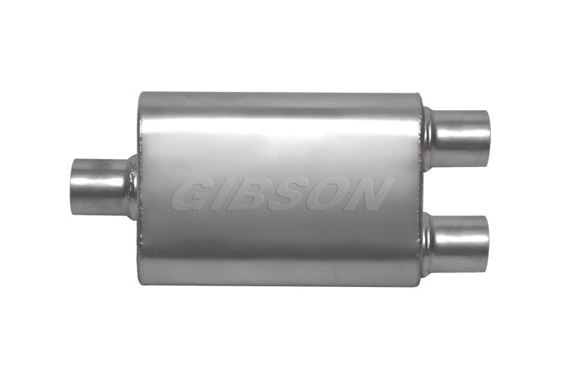 Gibson CFT Superflow Center/Dual Oval Muffler - 4x9x13in/2.25in Inlet/2.25in Outlet - Stainless Gibson Muffler