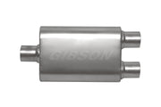 Gibson CFT Superflow Center/Dual Oval Muffler - 4x9x18in/3in Inlet/2.5in Outlet - Stainless Gibson Muffler