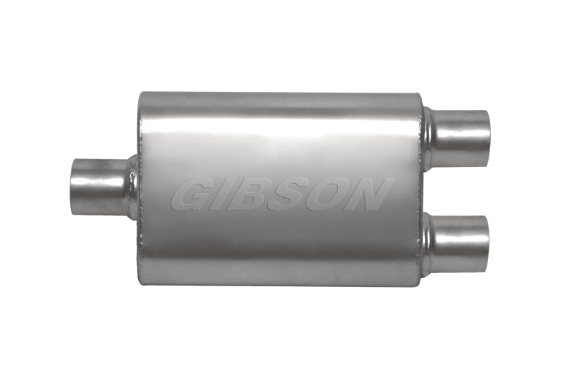 Gibson CFT Superflow Center/Dual Oval Muffler - 4x9x18in/3in Inlet/2.5in Outlet - Stainless Gibson Muffler