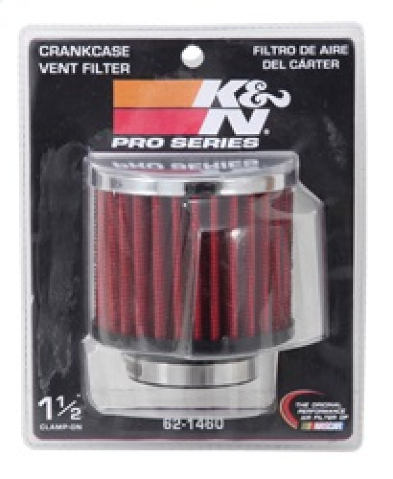 K&N 1.5in Flange ID x 3in OD x 2.5in H Chrome Finish Rubber Base Crankcase Vent Filter K&N Engineering Air Filters - Universal Fit