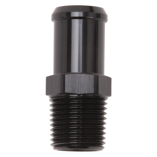 Edelbrock Hose End Straight 1/2In NPT to 3/4In Barb Black Anodize Edelbrock Fittings
