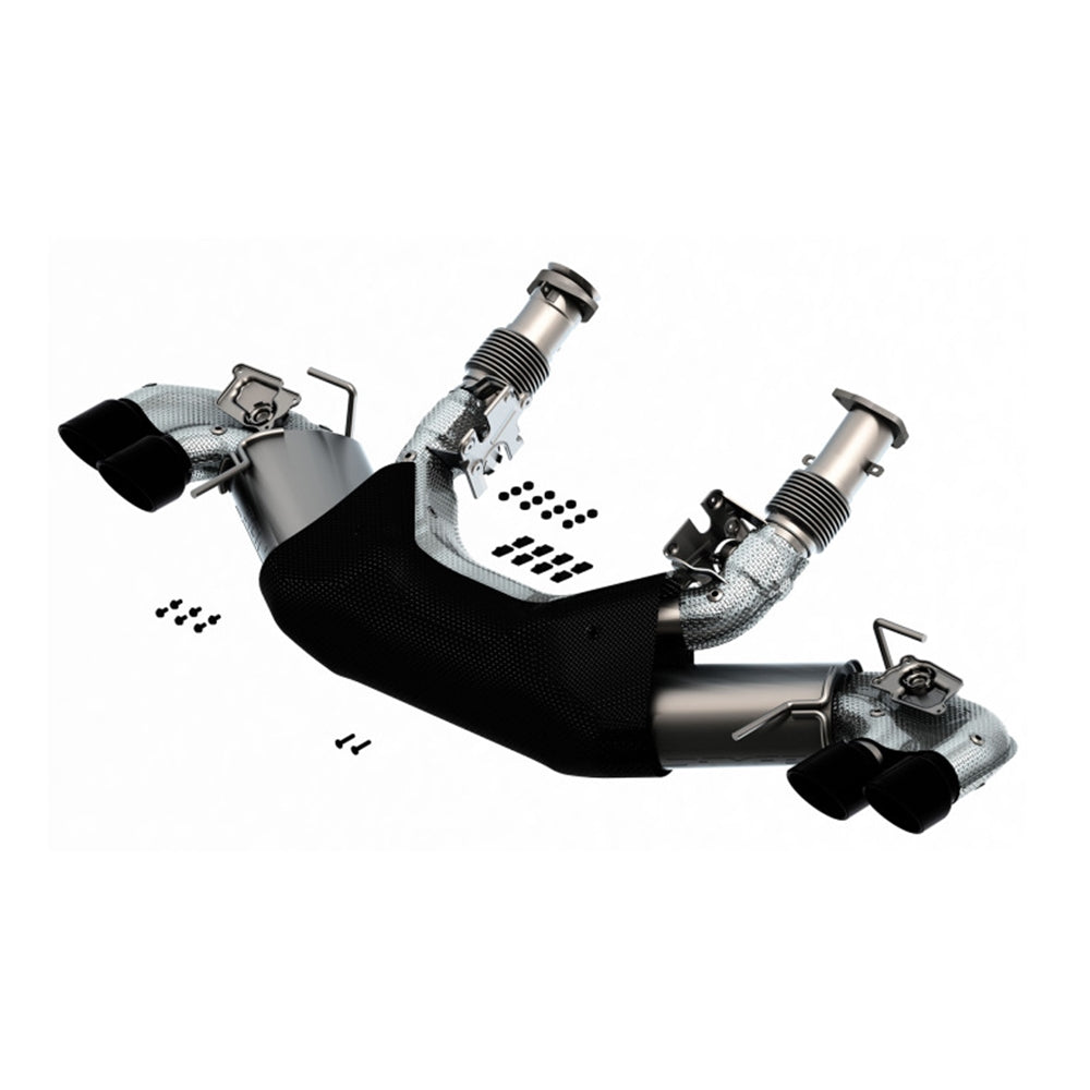 Borla 2020 Chevrolet Corvette C8 6.2L S-Type Exhaust System Dual Round Rolled A/C Black Chrome Tips 140838BC