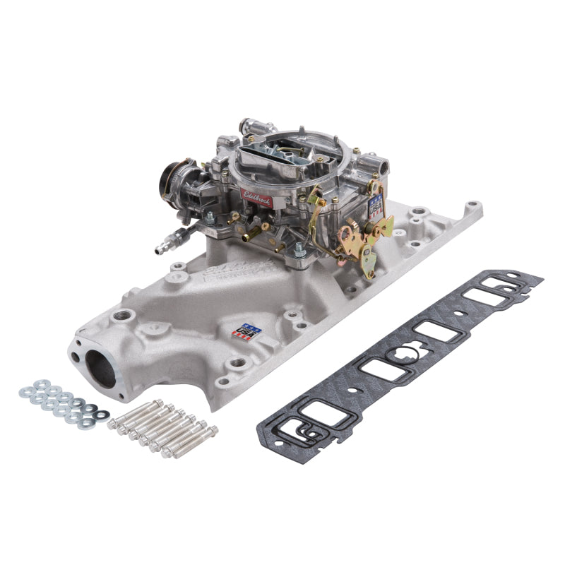 Edelbrock Manifold And Carb Kit Performer Small Block Ford 289-302 Natural Finish Edelbrock Intake Manifolds