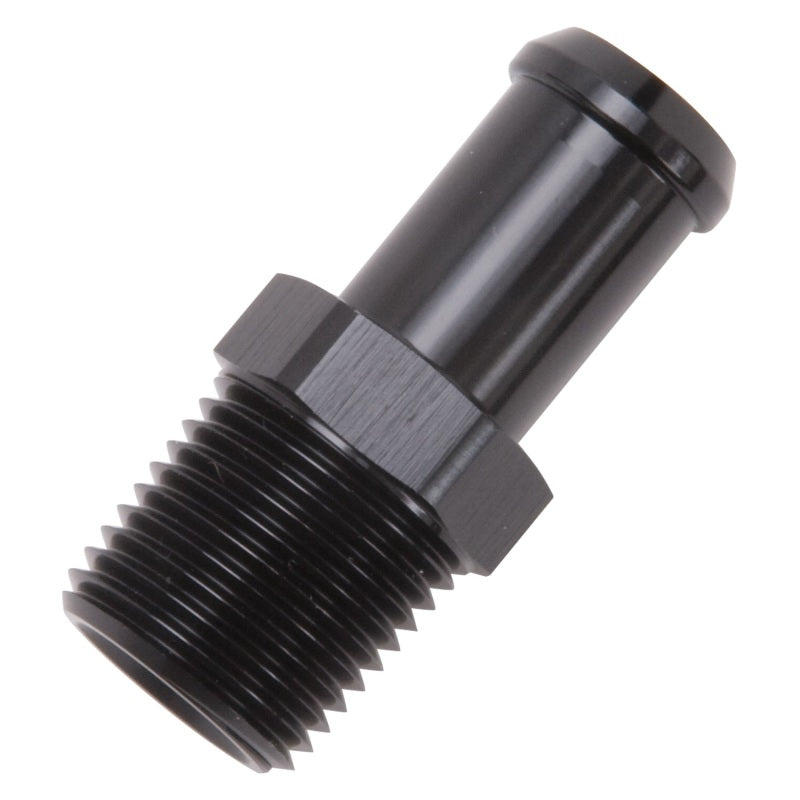 Edelbrock Hose End Straight 1/2In NPT to 5/8In Barb Black Anodize Edelbrock Fittings