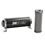 DeatschWerks Stainless Steel 8AN 40 Micron Universal Inline Fuel Filter Housing Kit (160mm) DeatschWerks Fuel Filters