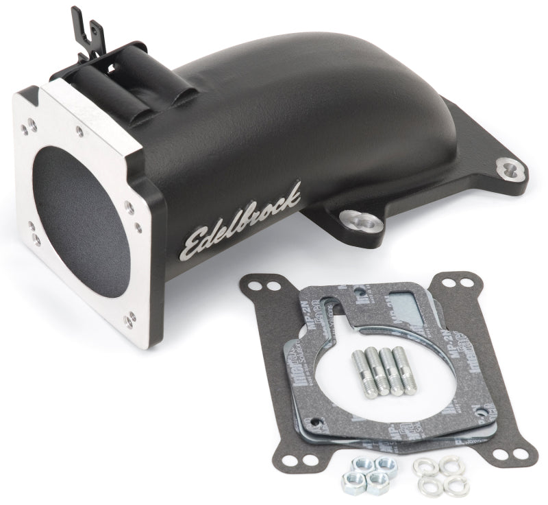 Edelbrock Ultra Low Profile Intake Elbow 90mm Throttle Body to Square-Bore Flange Black Finish Edelbrock Throttle Bodies