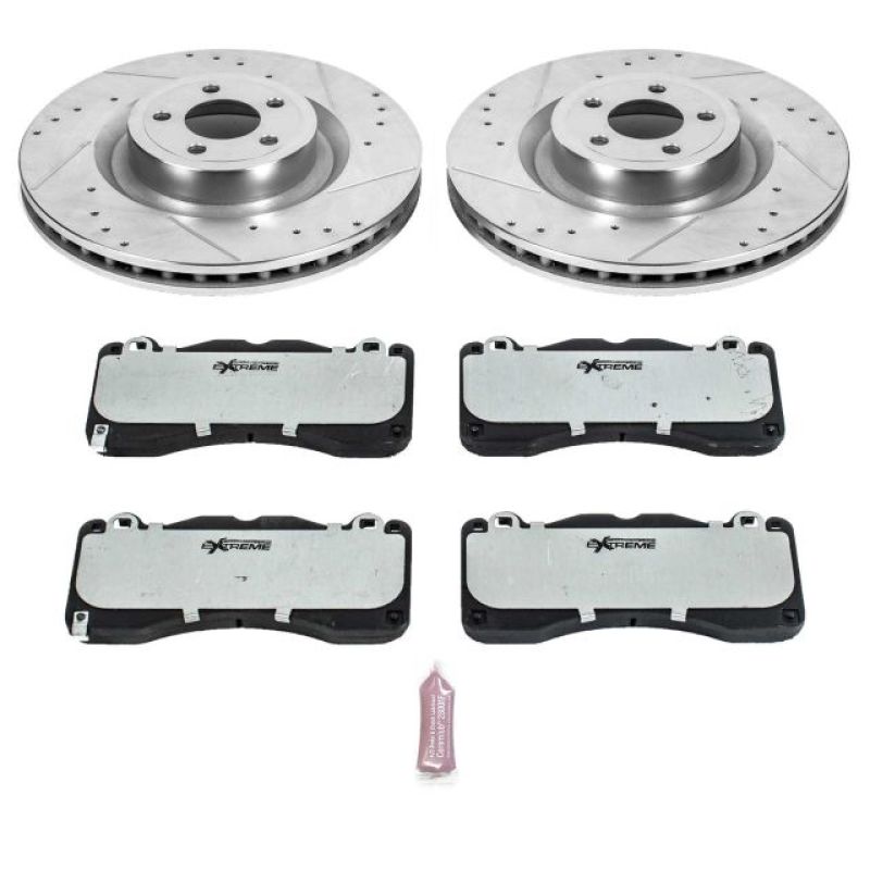 Power Stop 15-22 Ford Mustang Front Z26 Street Brake Kit PowerStop Brake Rotors - Slot & Drilled