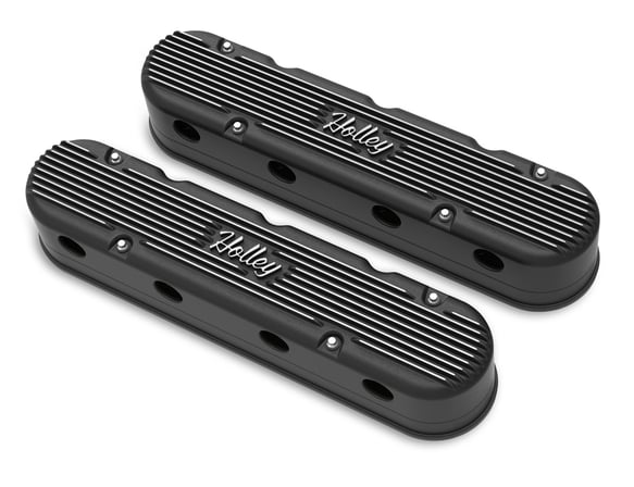 Holley 2-Piece Vintage Series Valve Cover - Gen III/IV LS - Satin Black Machined 241-172 HOLLEY Autoparts