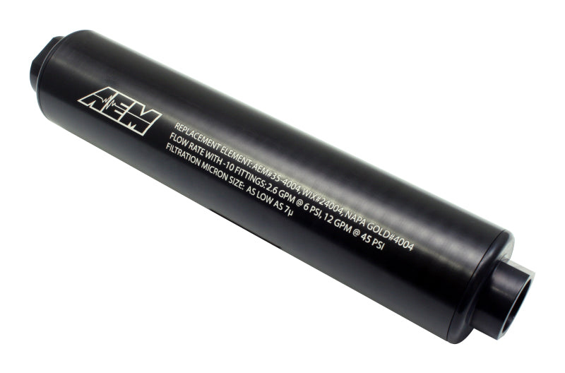 AEM Universal High Flow -10 AN Inline Black Fuel Filter AEM Fuel Filters