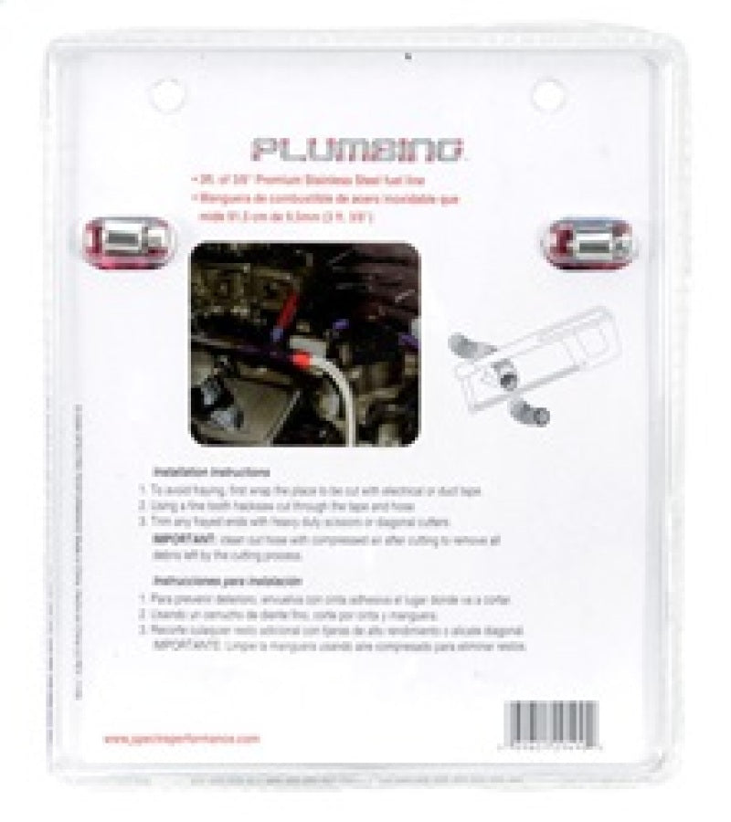Spectre Stainless Steel Flex Fuel Line 3/8in. ID - 3ft. w/Clamps Red/Blue Spectre Fuel Lines