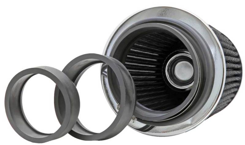 K&N Universal Filter Chrome Round Tapered White - 4in Flange ID x 1.125in Flange Length x 5.5in H K&N Engineering Air Filters - Universal Fit