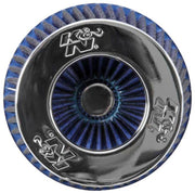 K&N Universal Air Filter Chrome Round Tapered Blue - 4in Flange ID x 1.125in Flange Length x 5.5in H K&N Engineering Air Filters - Universal Fit