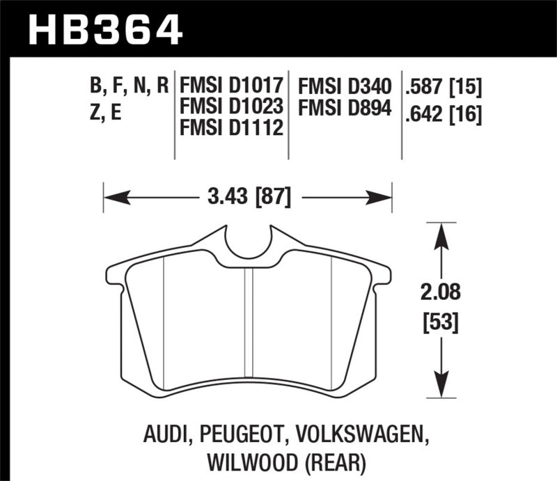 Hawk 98-00 Audi A4 2.8L Avant Rear ER-1 Brake Pads Hawk Performance Brake Pads - Racing