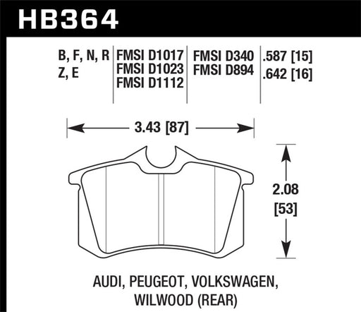 Hawk 98-00 Audi A4 2.8L Avant Rear ER-1 Brake Pads Hawk Performance Brake Pads - Racing