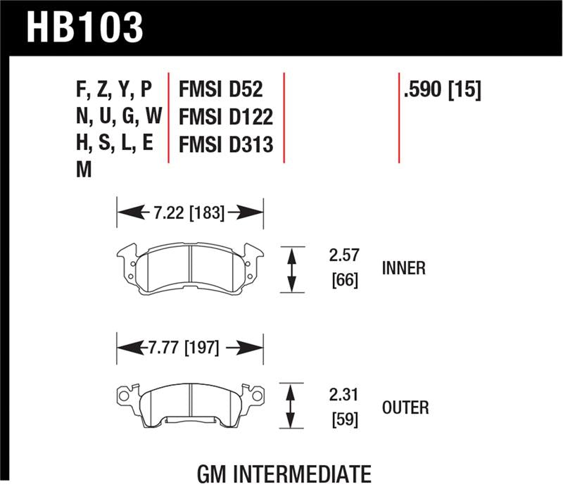 Hawk 76-77 Chevrolet Camaro LT / 72 Camaro Z28 / 69-81 Camaro DTC-70 Race Front Brake Pads Hawk Performance Brake Pads - Racing