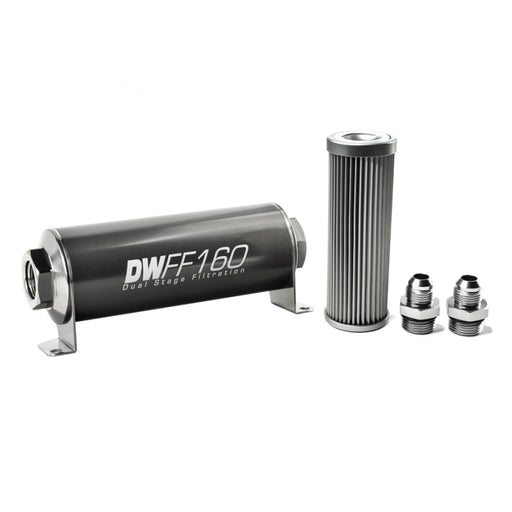 DeatschWerks Stainless Steel 8AN 100 Micron Universal Inline Fuel Filter Housing Kit (160mm) DeatschWerks Fuel Filters