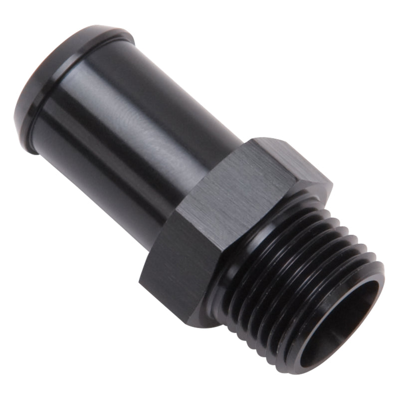 Edelbrock Hose End Straight 3/8In NPT to 5/8In Barb Black Anodize Edelbrock Fittings