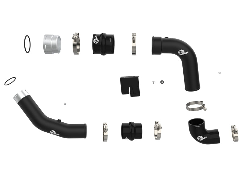 aFe 23-24 Ford Diesel Trucks V8-6.7L (td) BladeRunner Aluminum Hot and Cold Charge Pipe Kit - Black aFe Intercoolers